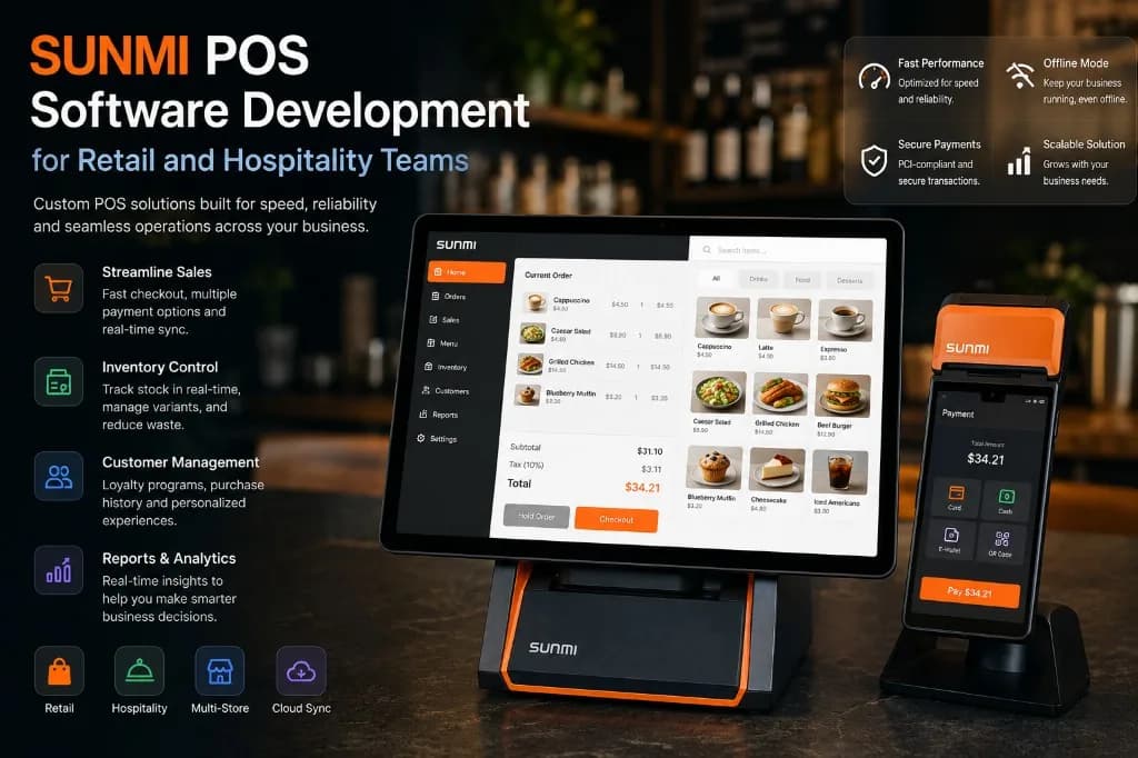 POS software development for retail and hospitality with checkout, inventory, and payment workflows