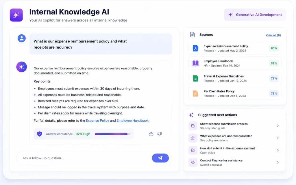 Internal Knowledge AI web solution example
