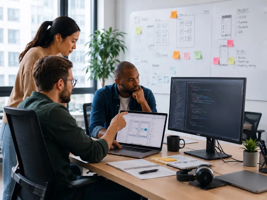 Full stack development team planning frontend and backend architecture