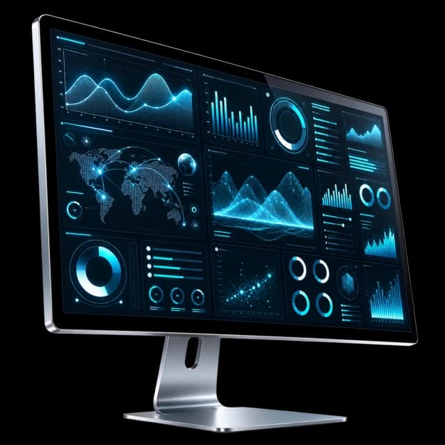 A widescreen display running a build and release dashboard