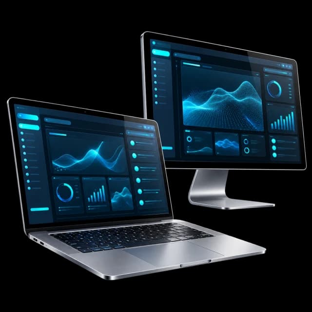A laptop and a desktop monitor side by side running the same application